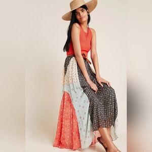 NWT Anthropologie US 14 Verb  Margot Pleated Bohemian Maxi Skirt